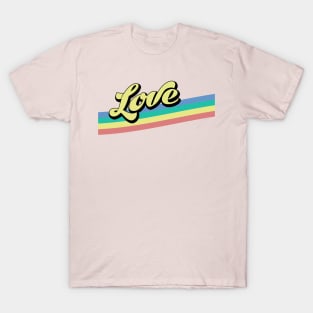 Love Retro with Rainbow Stripe Wave T-Shirt